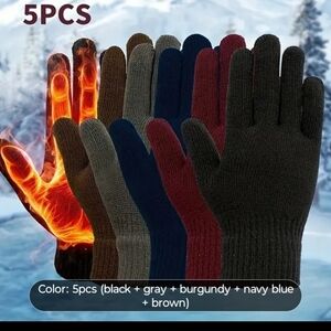 Colorful Winter Knit Gloves Set